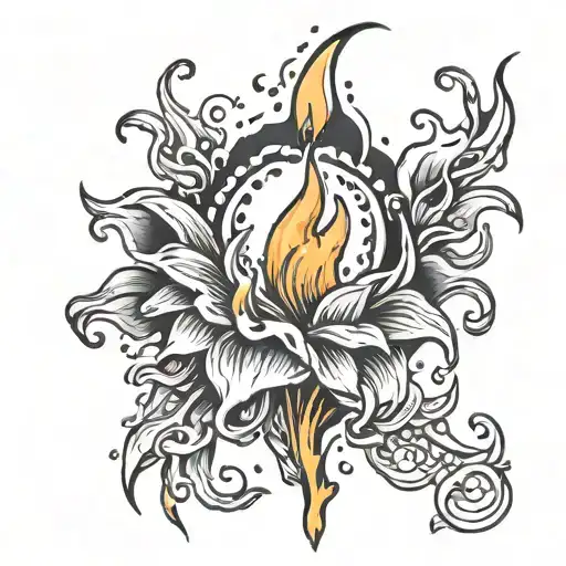 flame of a melted candle tattoo design idea