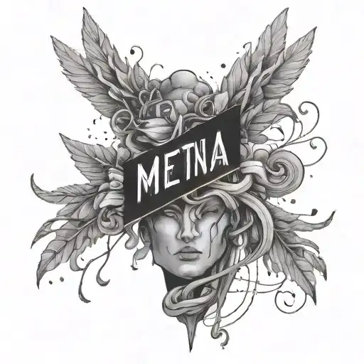 Explanation of the word Metanoia with a special shape on the forearm of the man tattoo design idea