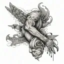 Explanation of the word Metanoia with a special shape on the forearm of the man tattoo design idea