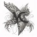 Explanation of the word Metanoia with a special shape on the forearm of the man tattoo design idea