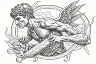 hermes holding lighting bolt tattoo design idea