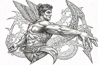 hermes holding lighting bolt tattoo design idea