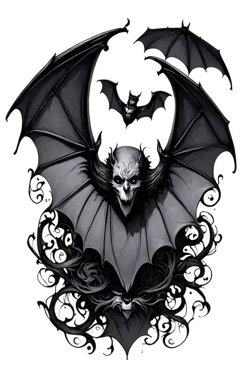 gothic bats tattoo design idea