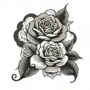 roses and cloud background tattoo design idea