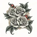 roses and cloud background tattoo design idea