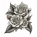 roses and cloud background tattoo design idea