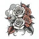 roses and cloud background tattoo design idea