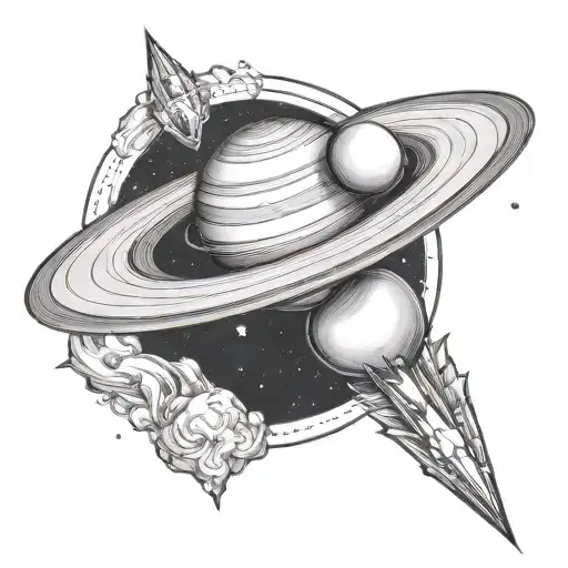 saturn with a galaxy tattoo design idea
