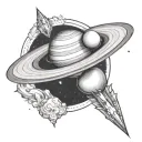 saturn with a galaxy tattoo design idea