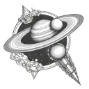 saturn with a galaxy tattoo design idea
