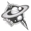 saturn with a galaxy tattoo design idea