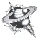 saturn with a galaxy tattoo design idea