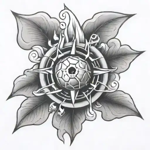 Energy atomic bomb with tree tattoo design idea