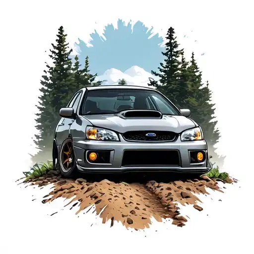 2007 Subaru wrx sliding on gravel road tattoo design idea