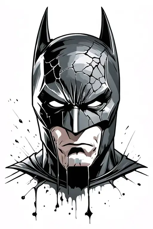 batman bleeding mask cracked tattoo design idea