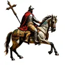 crusader with cross of Jerusalem on horseback with spear tattoo design idea