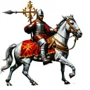 crusader with cross of Jerusalem on horseback with spear tattoo design idea