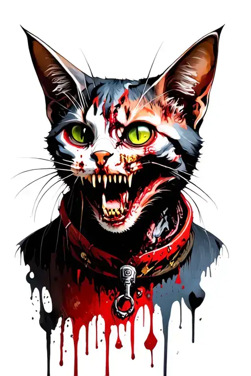 cat zombie tattoo design idea