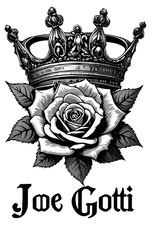 "Joe Gotti" roses and crown made of money tattoo design idea