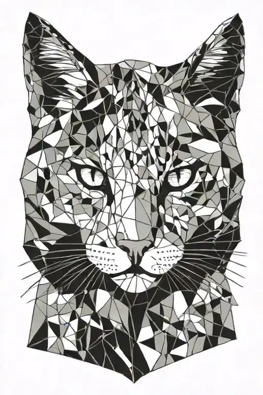 tabby cat silhouette tattoo design idea