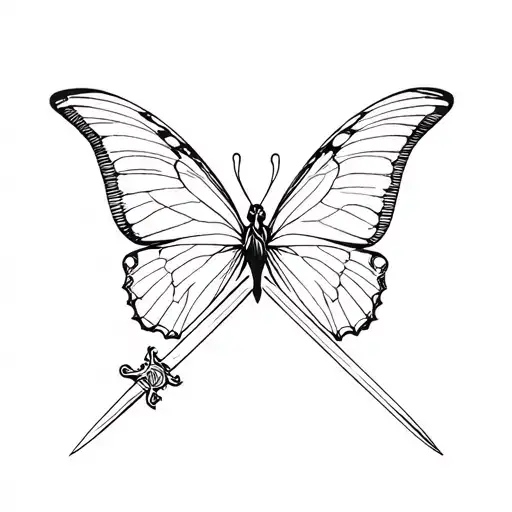 Butterfly and sword tattoo design idea
