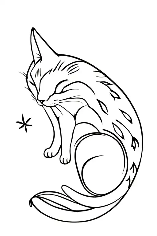 cat sleep tattoo design idea