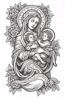 Mary and baby Jesus  tattoo design idea