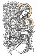 Mary and baby Jesus  tattoo design idea