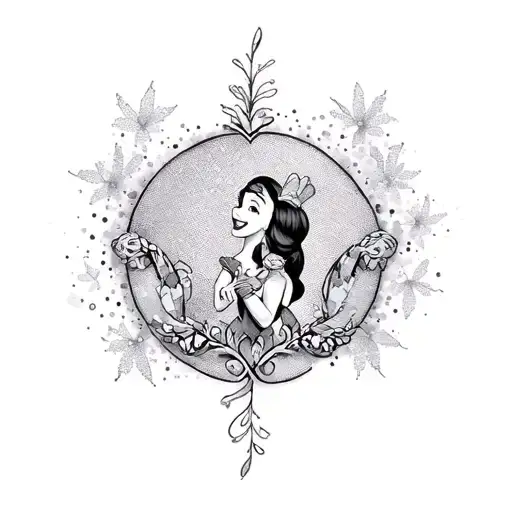 girly Disney tattoo sleeve tattoo design idea