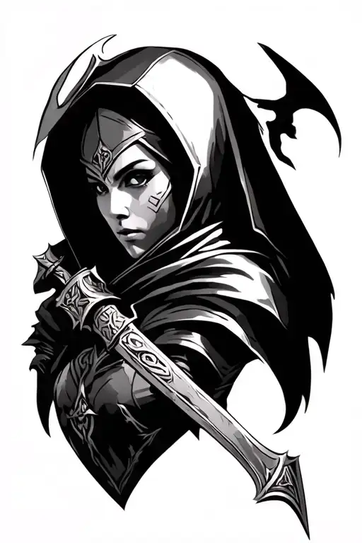 Templar assasin hero from dota 2 tattoo design idea