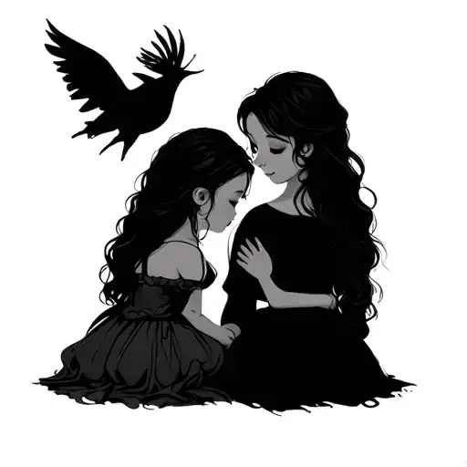 mother 2 daughters  tattoo design idea