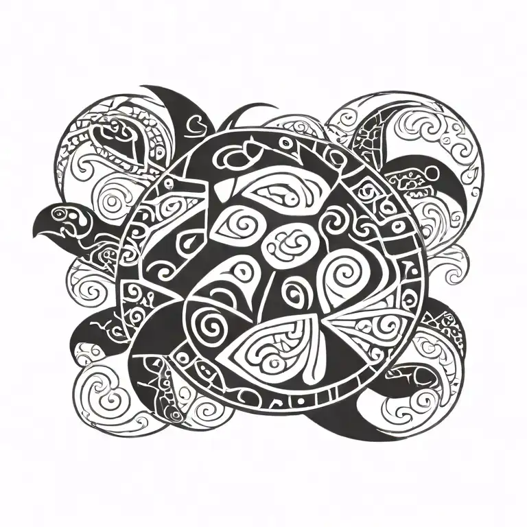 A Native american turtle Tribal design inspired by the Northern california coastal tribes tattoo design idea
