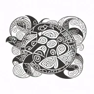 A Native american turtle Tribal design inspired by the Northern california coastal tribes tattoo design idea