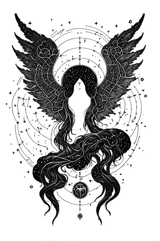 cloud constellation cancer Virgin dark tattoo design idea