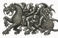 knight and dragon  tattoo design idea