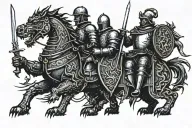 knight and dragon  tattoo design idea