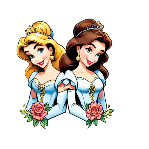 Sister matching tattoos in color of Gus from Disney’s Cinderella tattoo design idea