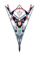 synthesizer cirquit geometric design under knee color tattoo design idea