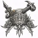 sword and thorn crown tattoo design idea