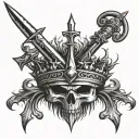 sword and thorn crown tattoo design idea