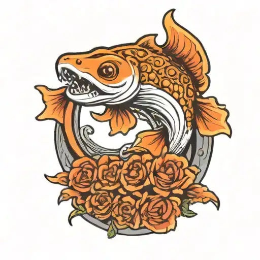 Atlanta cascade skate ring with catfish swimming tattoo design idea