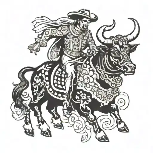 Spanish Matador and bull tattoo design idea