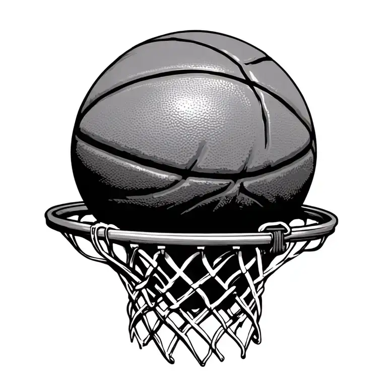 basket ball transforming into brief case tattoo design idea