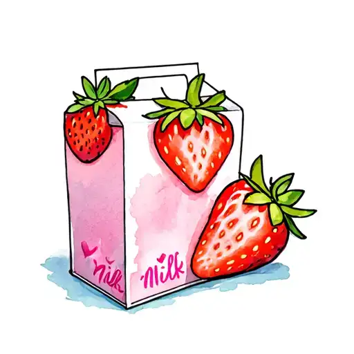 cute strawberry milk carton tattoo design idea