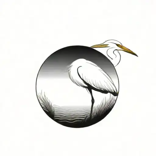 Coverup egret tattoo design idea