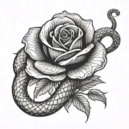 Snake And Rose tattoo design idea