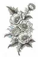 poppy flower, chrysanthemum flower, holly flower tattoo design idea