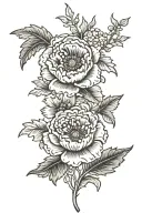 poppy flower, chrysanthemum flower, holly flower tattoo design idea