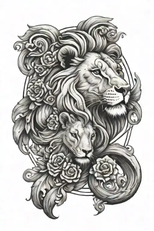 Lion and Lamb cross tattoo design idea
