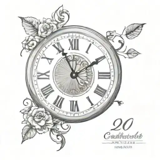 simple Roman numeral clock face tattoo design idea